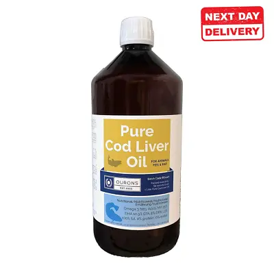 1000ml Cod Liver Oil For Dogs-Veterinary Feed Grade Liquid-Pet/Pets Supplement • £19.43