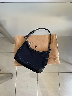 $1100 • Buy Authentic Louis Vuitton Black Monogram Boulogne Baguette With Satin And Leather