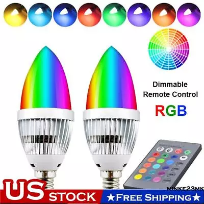 3W E14 RGB LED Candle Light Bulbs Remote Control Color Changing Screw In Lamp US • $10.25