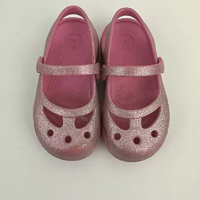 £9.78 • Buy Crocs Shayna Glitter Pink Mary Jane Shoes Sandals Girls Kids Size 8