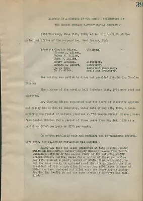 Thomas A. Edison - Document Signed Circa 1925 Co-signed By: Charles Edison • $2600