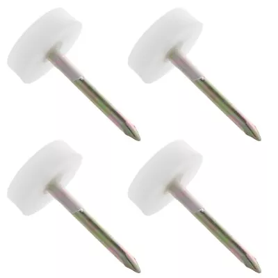 4 SMALL FEET GLIDES White 12mm Floor Protector Nail In Table Settee Feet Sliders • £3.89