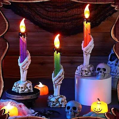 3PCS Skeleton Hands Hold Lighted Candle Flameless Skeleton Ghost Hand New USA • $14.71