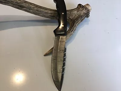    Fixed Blade Damascus Steel Custom Skinning Hunting Knife Wood  Handle  • $48