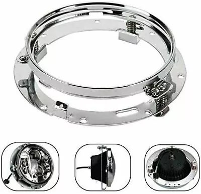 7  Inch Chrome LED Headlight Mount Ring Bracket Adapter For Harley Jeep Wrangler • $22.99