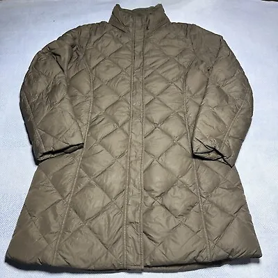 Eddie Bauer 700 Goose Down Fill Brown Quilted Puffer Long Jacket Women’s Large • $39.59
