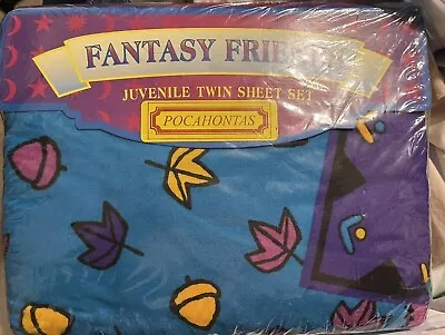 NEW Vintage 3pc Disney Pocahontas Twin Sheet Set 90's Fitted Flat Pillow Case  • $45