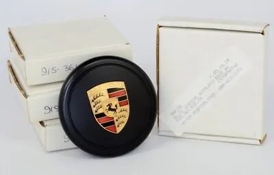 Porsche Black Fuchs Center Caps 70mm Carrera 911 930 Colored Detail Crest • $179.99