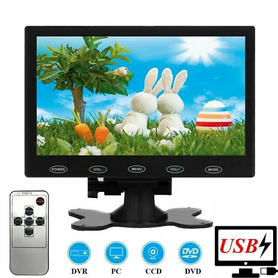 USB Powered 7  Inch LCD Monitor HDMI/AV/VGA Display Screen For PC CCTV DSLR • £58.67