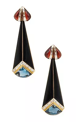 Marina Bvlgari 1983 Troc Dangle Drop Earrings 18Kt Gold With 30.87 Ctw In Gems • $19850
