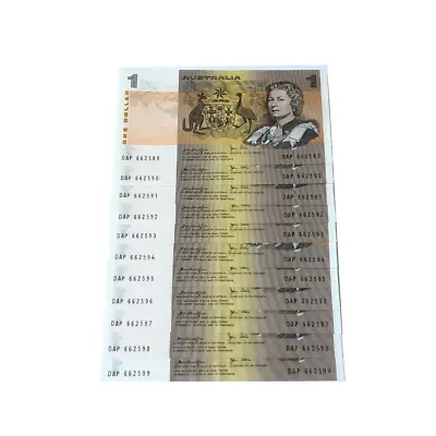 1979 Australian $1.00 Consecutive Bank Notes - UNC - Knight/Stone - DAP 662589 • $138