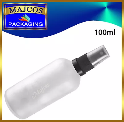 100ml  Empty   Frosted Clear Glass Bottles With Black Atomizer/Mist Spray • £18