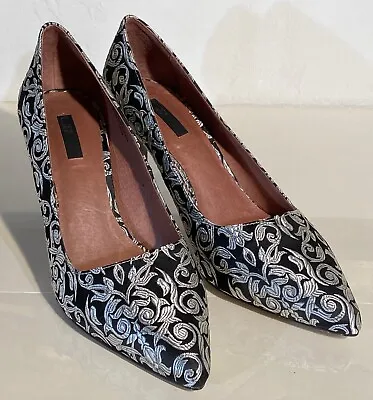 Anthropologie MATIKO Shoes - Size 37 7.5 -Black/Silver Classic Pumps Medium Heel • $75