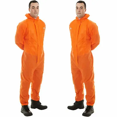 £7.49 • Buy Orange Sms Supertex Disposable Boilersuit Hooded Spraying Type 5/6 Coverall