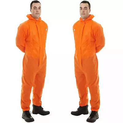 £7.49 • Buy Orange Sms Supertex Disposable Boilersuit Hooded Spraying Type 5/6 Coverall