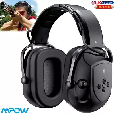 Mpow Hearing Protection Ear Muffs Wireless Bluetooth Headphone NRR 29dB/SNR 36dB • £32.99