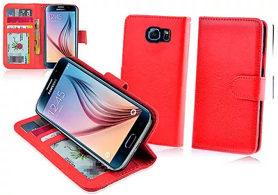 Red Wallet Leather Case Cover For Samsung Galaxy S6 Edge • $6.49