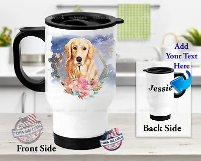 Golden Retriever Dog Flower Personalized Stainless Steel Tumbler 14oz Travel Mug • $25.99