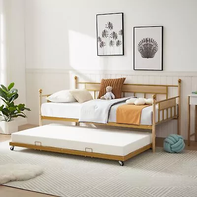 Sofa Bed Twin With Trundle Metal Frame Daybed Space-Saving Sofa Bed For Bedroom • $204.29