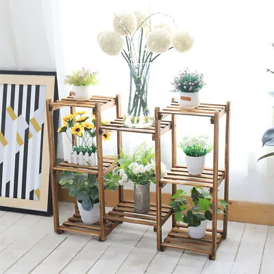 8 Tiers Wooden Garden Plant Stand Indoor Outdoor Flowers Planters Shelf Decor • $37.95