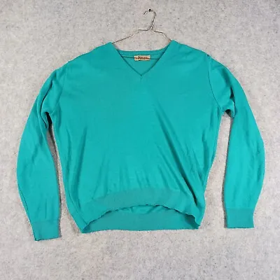 Jantzen Sweater Mens XL Blue V Neck Long Sleeve Pullover M205 USA Ugly Christmas • $10.60