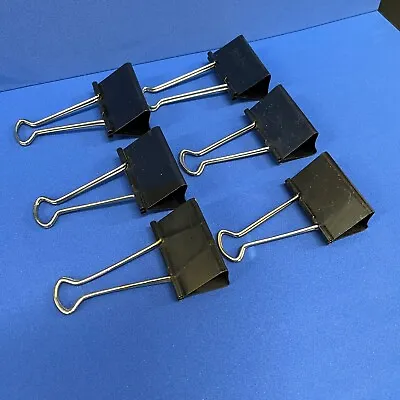Set Of 6 Large Binder Clips 2  Wide Metal Paper Clamps • $2.80