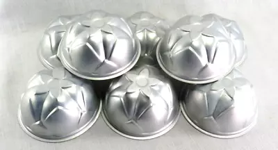 8 Vintage Aluminum Jell-O Molds 5 Oz. Metal Star Tins Fluted Cake Cups • $10.99