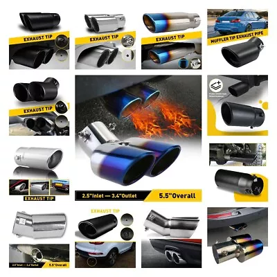 Exhaust Pipe Tip Rear Tail Throat Muffler Stainless Steel Bend/Straight 3 Color • $13.99