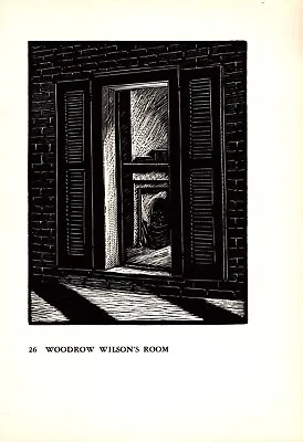 1937 Charles Smith Woodcut Print University Of Virginia  Woodrow Wilson's Room • $19.50