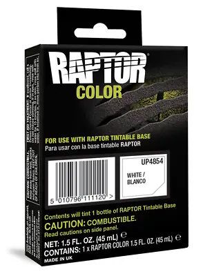 U-POL 4854 White Raptor Truck Bed Liner Color Tint 1.5 Oz Pouch • $35.90