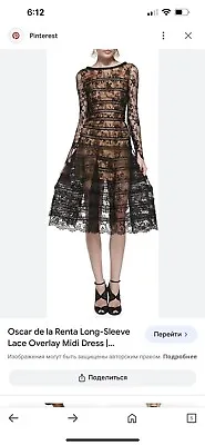 Oscar De La Renta Resort Runway Lace Embroidered Black Cocktail Dress US 4 • $495