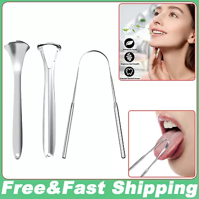 3Pcs Tongue Scraper Cleaner Stainless Steel Dental Fresh Breath Cleaning Oral • $6.30