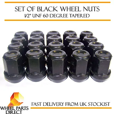 20 * 1/2  UNF Half Inch Black Alloy Steel Wheel Lug Nuts 60 Degree Tapered Bolts • $26.12