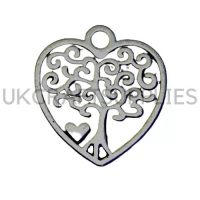 £1.79 • Buy 20 Pcs Tibetan Silver Tree Of Life Heart Charms Pendant Nature Pagan Wiccan Q15