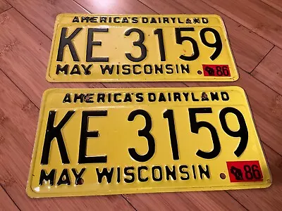 Pair 1986 Wisconsin License Plate Tag KE 3159 May • $39.99