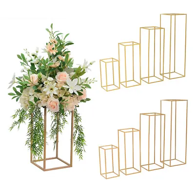 40-100cm Metal Geometric Flower Stand Pedestal Wedding Table Centrepiece Decor • £8.94