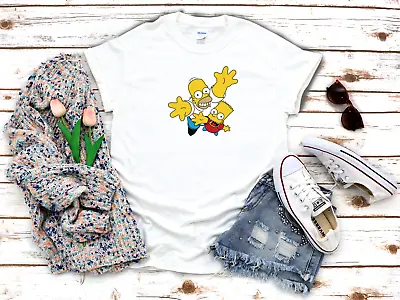 The Simpsons Cartoon Character Bart Simpson 3/4 Short Sleeve Woman T Shirt • $21.13