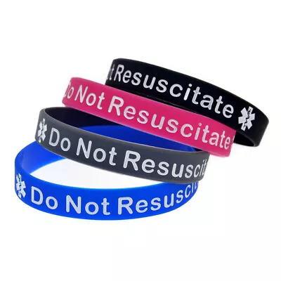 4 Pack Do Not Resuscitate Medical Alert Silicone Bracelets Awareness Wristbands • $9.98