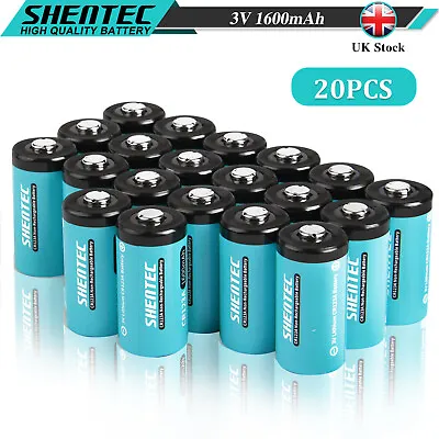 Shentec 20x 3V 1600mAh 123 CR123 CR123A Lithium Battery For DL123A Photo Camera • £326.89