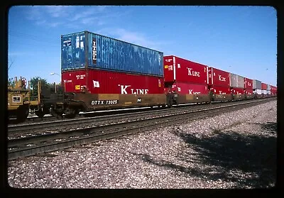 Railroad Slide - DTTX #73025 Intermodal Flat Car 1993 K Line Container Elmhurst • $7