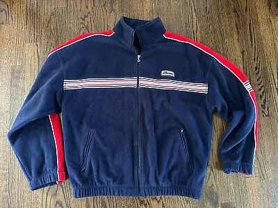 Ellesse Fleece Jacket Men’s L Vintage Zip Up Blue Navy Red Stripe Gamma Athletic • $21.25