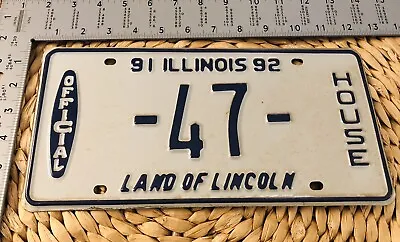 1991 1992 Illinois License Plate ALPCA Political House Low Number 47 • $84