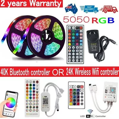 5M10M LED Strip Light 5050 RGB Bluetooth Music WIFI Controller Adapter Full Kit • $25.85