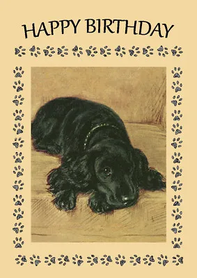 Cocker Spaniel Black Dog On Chair Dog  Birthday Greetings Note Card  • £2.50