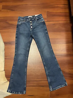 $9 • Buy Zara Girls Flare Fit Jeans In Blue Sz 13-14 NWT