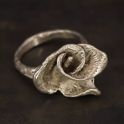 VTG Sterling Silver - ART NOUVEAU Flower Statement Ring Size 5.5 - 6g • $2.99