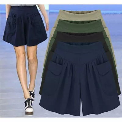 Plus Size Womens Skort Baggy Wide Leg Skirts Ladies Casual Shorts Pants UK 6-20 • £5.99