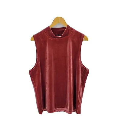 New J Crew Womens Velvet Mock Neck Sleeveless Tank Top J7852 Burgundy XXL • £25.64