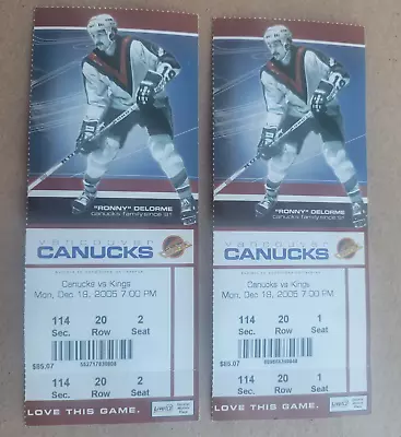 Vancouver Canucks Los Angeles Kings Ticket NHL December 19 2005 Daniel Sedin • $20