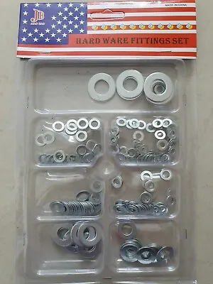 130 Pcs Assorted Metal Flat Washer Zinc Coated Various Sizes Kit Diy Screws  • £3.90